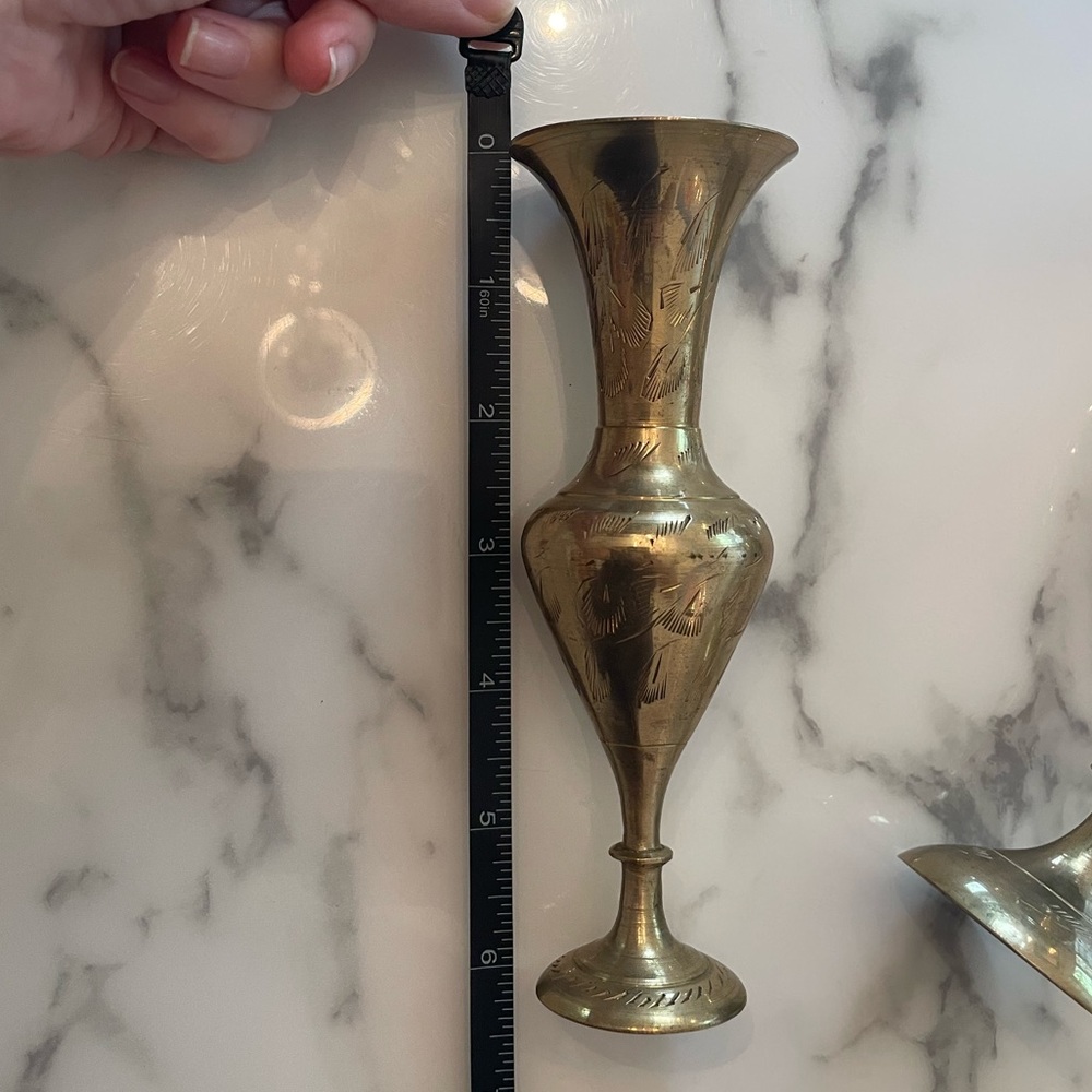 Set of 3 Vintage Brass Bud Vases (or Taper Candle Stick Holders) - Picture 4 of 4